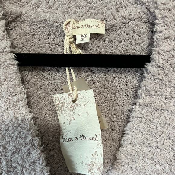 Hem & Thread Fluffy Knit V Neck Button Front New Womens Cozy Cardigan Sweater - Picture 6 of 6